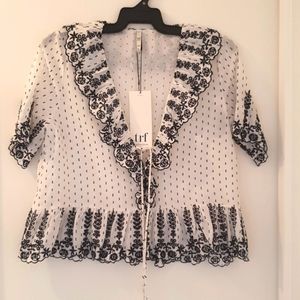 Zara trf collection black and white blouse